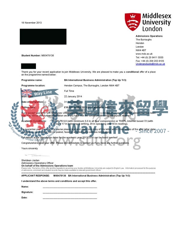 英國密德薩斯大學國際工商管理Top up