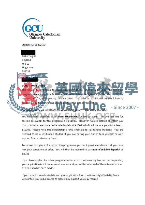 英國格拉斯哥卡里多尼亞大學國際商務管理碩士