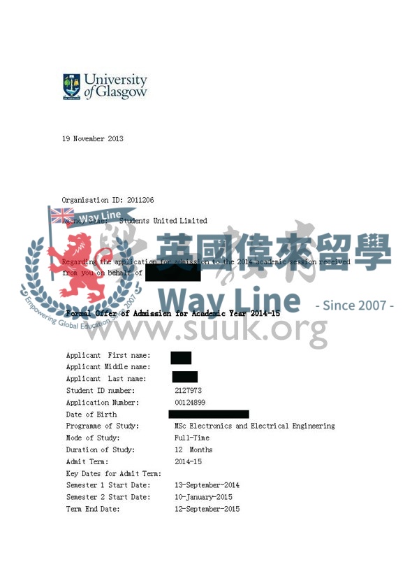 英國格拉斯哥大學電子與電氣工程碩士