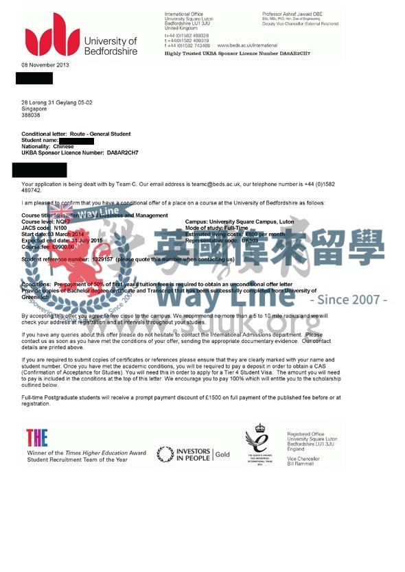 英國貝德福德大學國際商務和管理碩士