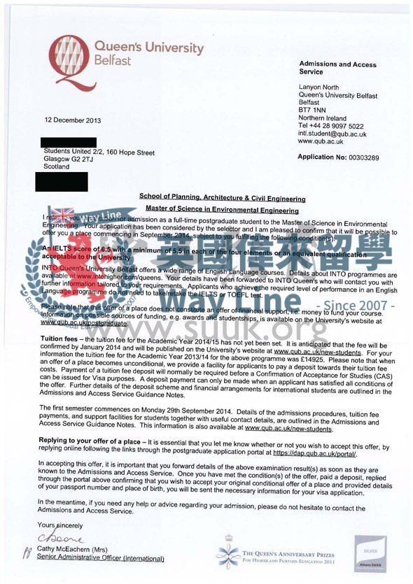 英國貝爾法斯特女王大學環境工程碩士