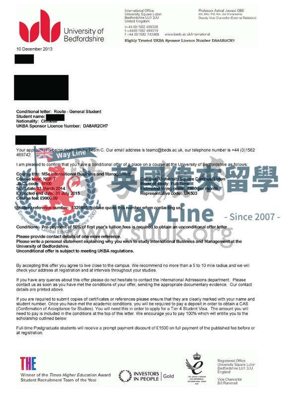 英國貝德福德大學國際商務和管理碩士