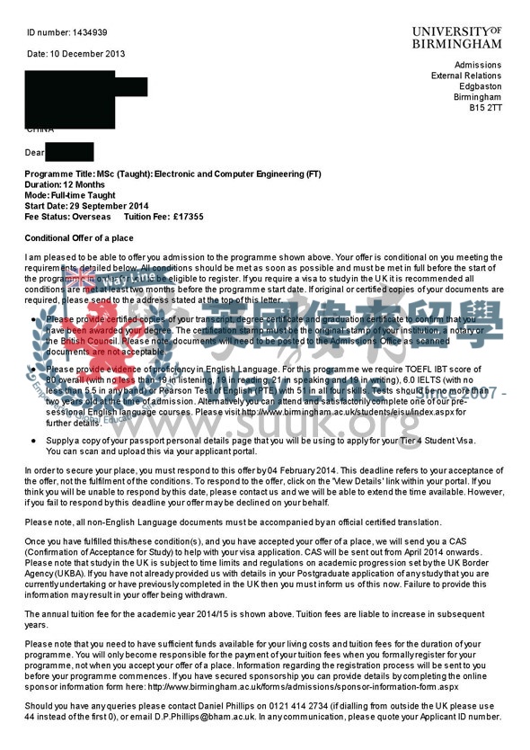 英國伯明翰大學電子及計算機工程學碩士