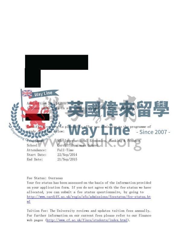 英國卡迪夫大學國際經濟學，銀行與金融碩士