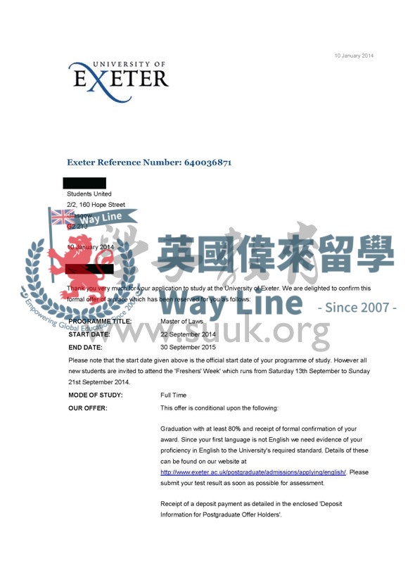 英國埃克塞特大學國際商法碩士