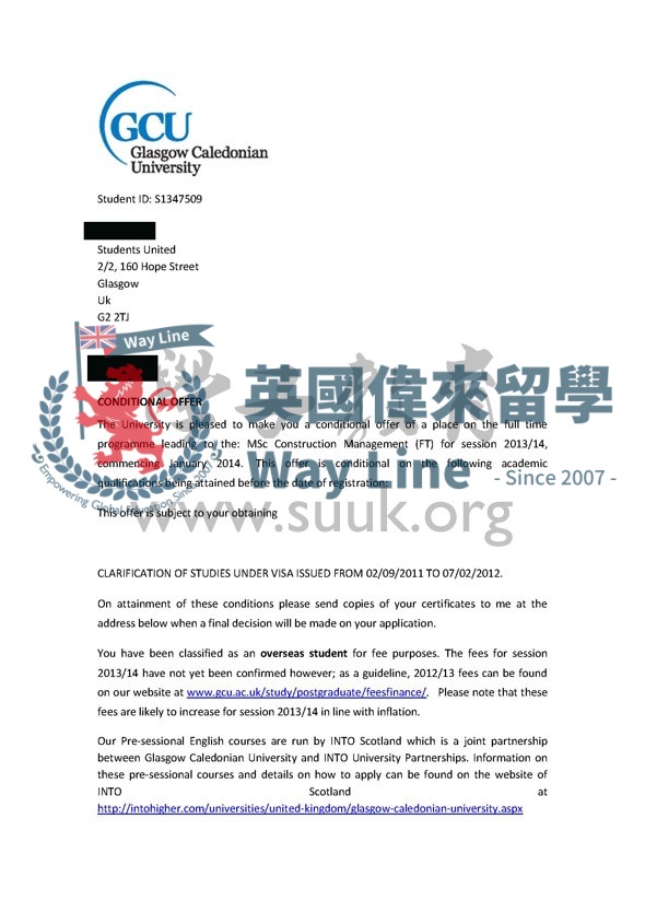 英國格拉斯哥卡里多尼亞大學建設管理碩士