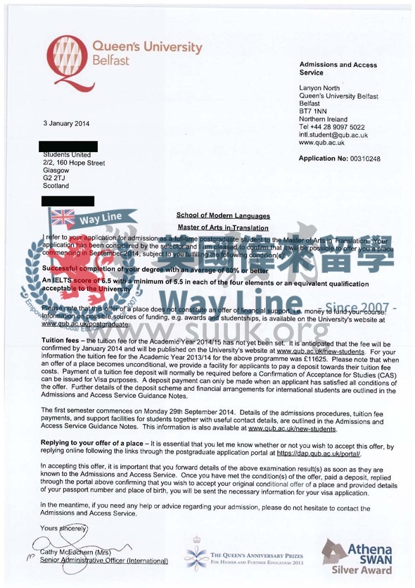 英國貝爾法斯特女王大學翻譯碩士