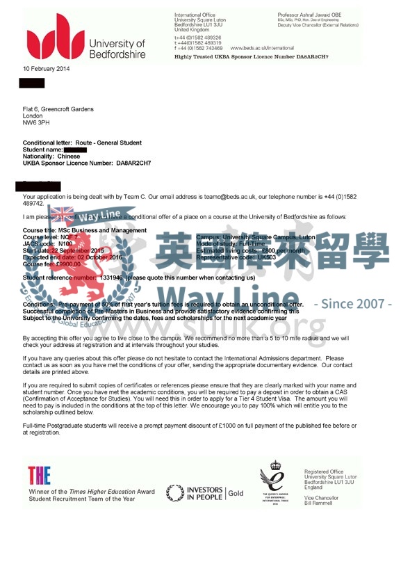 英國貝德福德大學商務和管理碩士預科+碩士