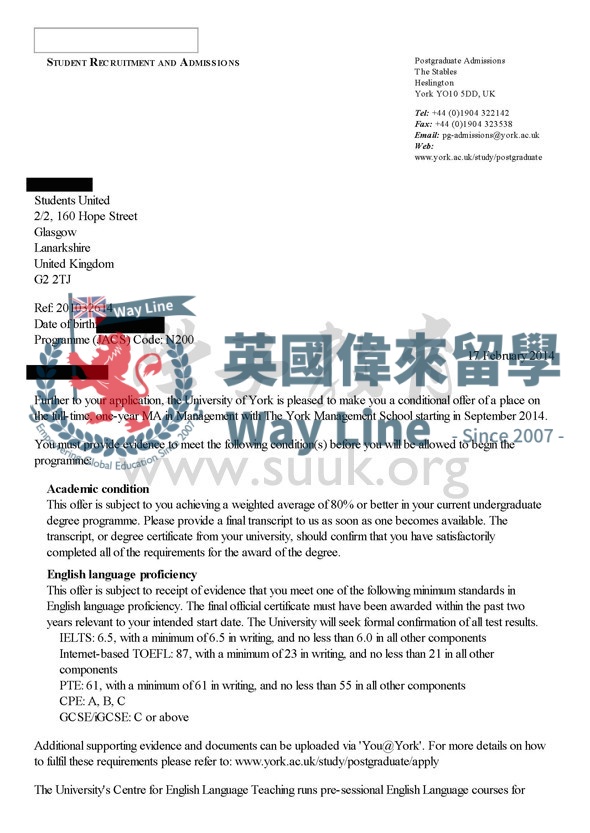 英國約克大學管理碩士