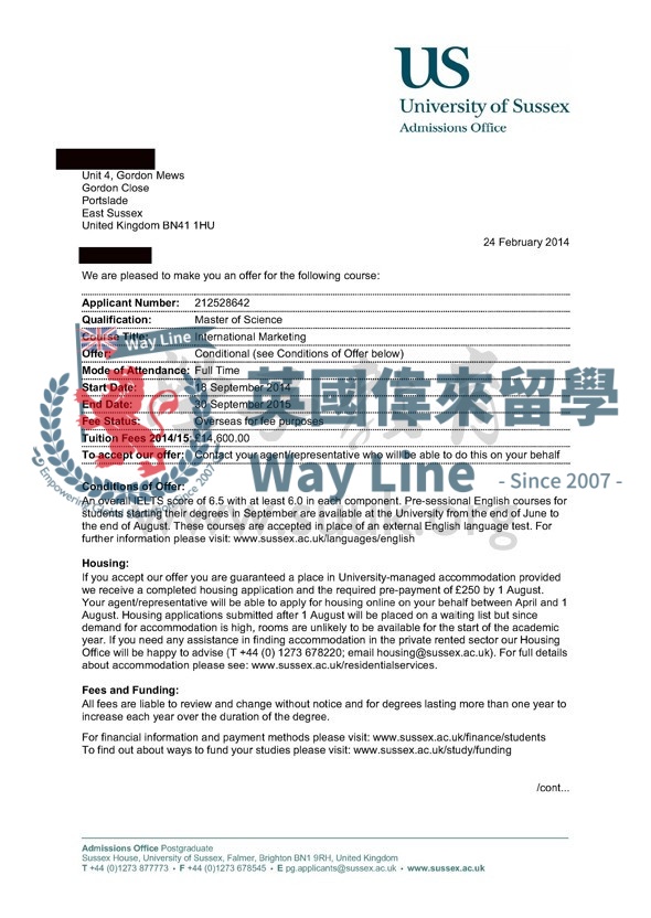 英國薩塞克斯大學國際市場學碩士