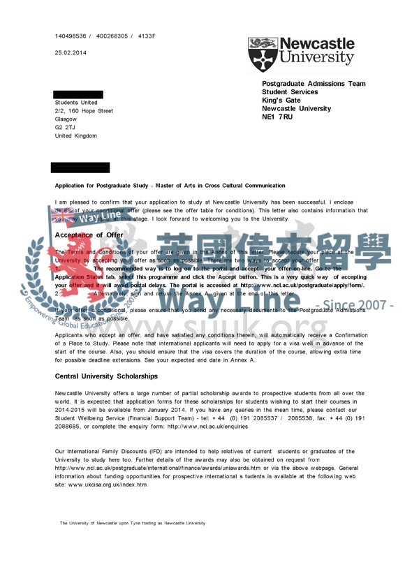 英國紐卡斯爾大學跨文化交際碩士