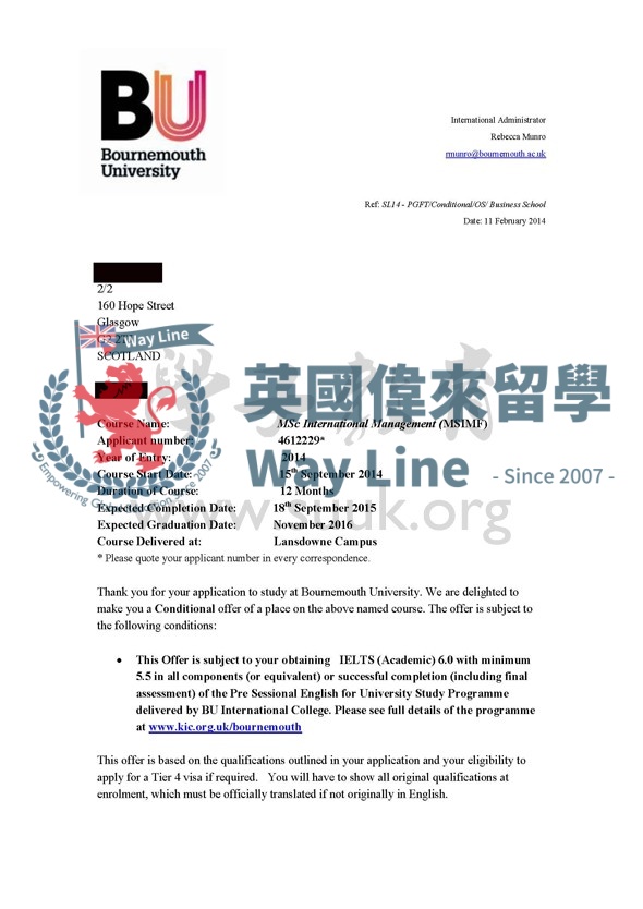 英國伯恩茅斯大學國際管理碩士