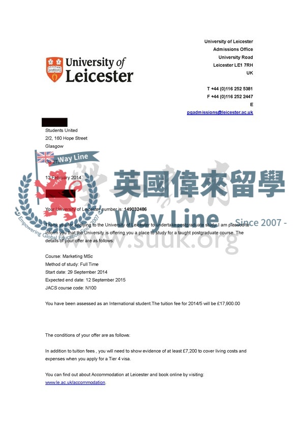 英國萊斯特大學市場學碩士