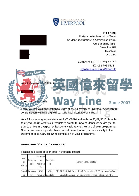 英國利物浦大學金融碩士