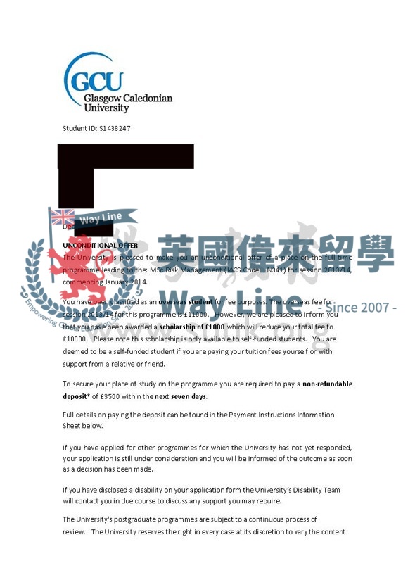 英國格拉斯哥卡里多尼亞大學風險管理碩士