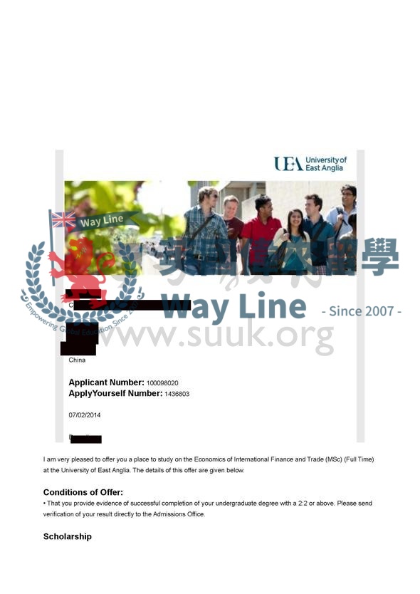 英國東英格利亞大學國際金融與貿易經濟學碩士