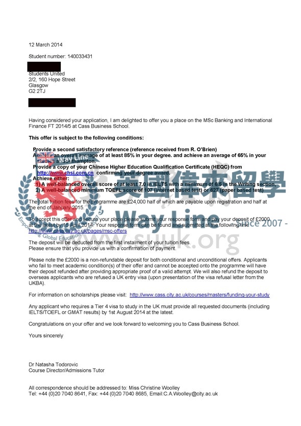 英國倫敦城市大學銀行與國際金融碩士