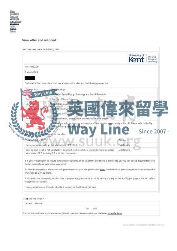 英國肯特大學社會學碩士