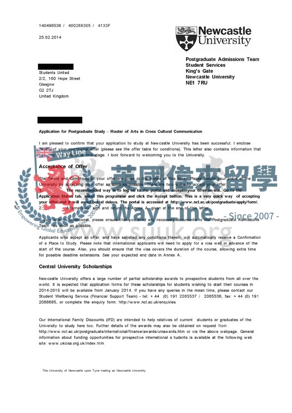 英國紐卡斯爾大學跨文化交際碩士