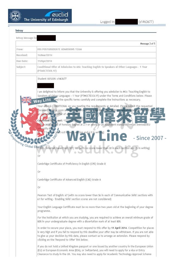 英國愛丁堡大學TESOL碩士