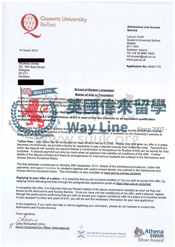 英國貝爾法斯特女王大學翻譯碩士