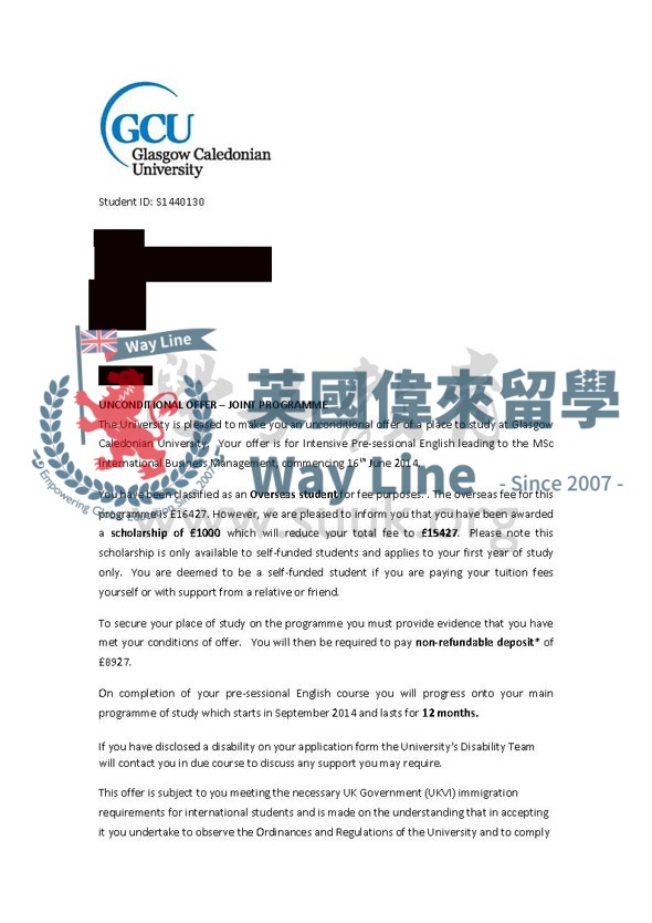 英國格拉斯哥卡里多尼亞大學國際商務管理碩士