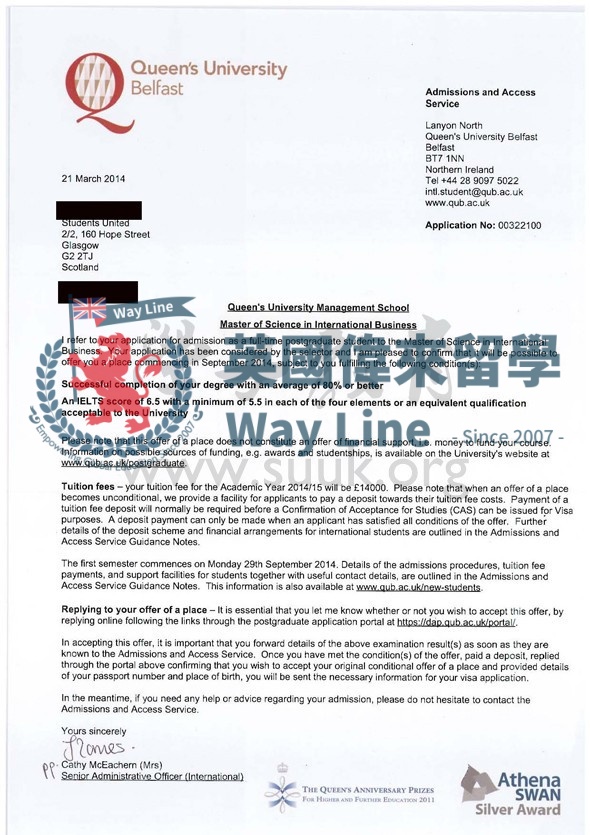 英國貝爾法斯特女王大學國際商務碩士