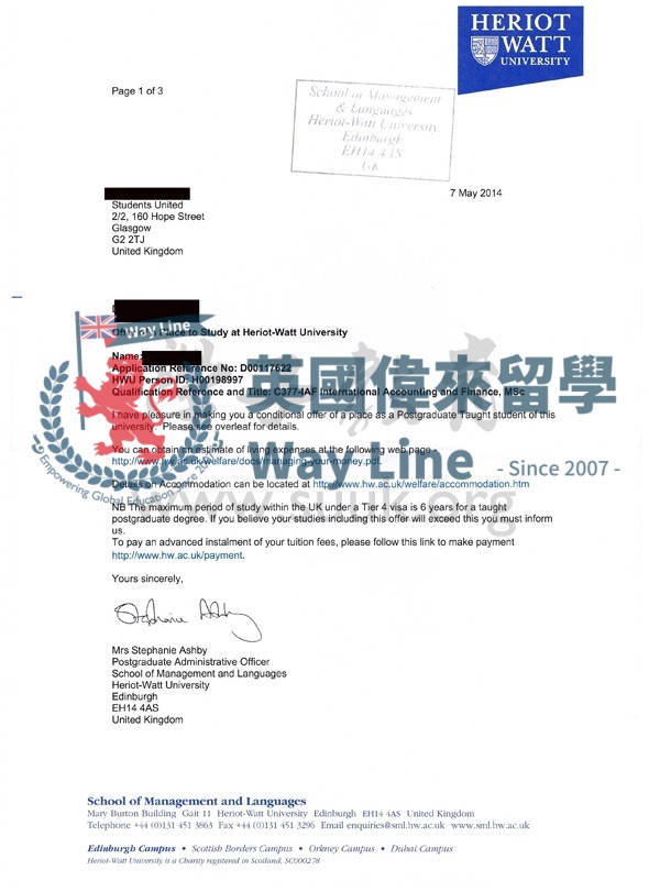 英國赫瑞瓦特大學國際會計和金融碩士