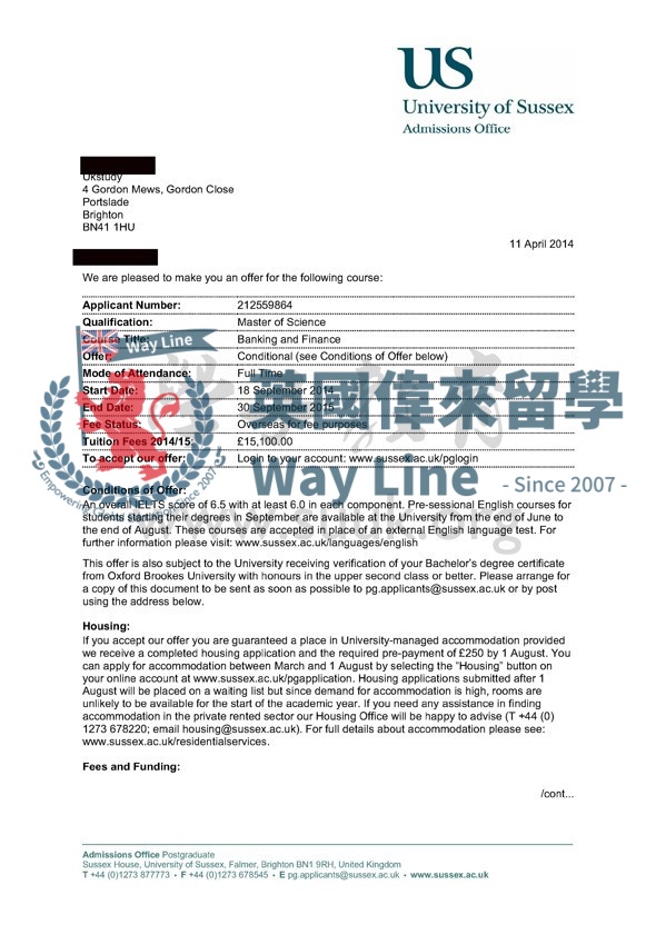 英國薩塞克斯大學銀行與金融碩士