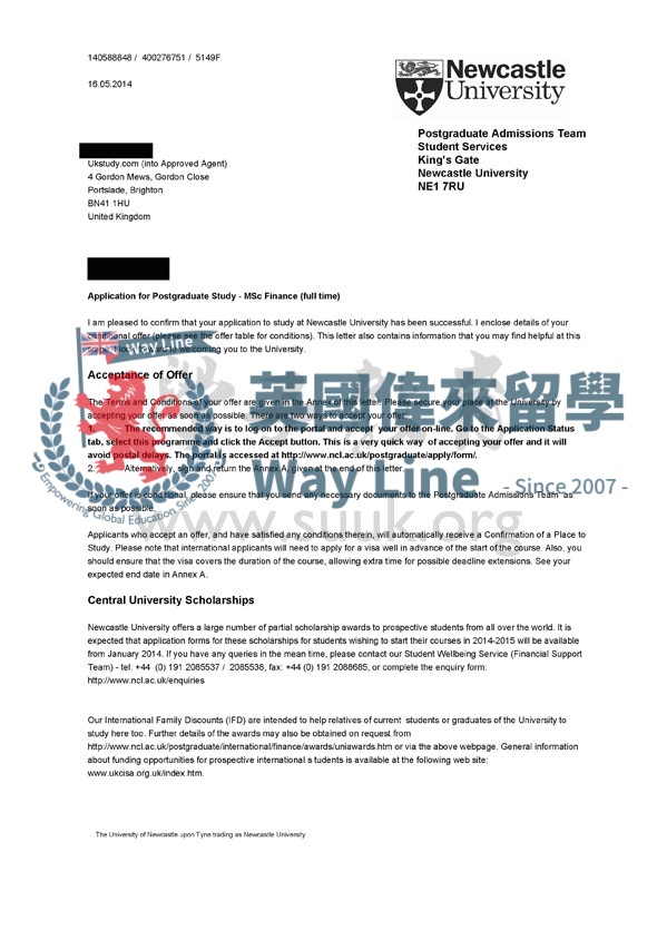 英國紐卡斯爾大學金融碩士