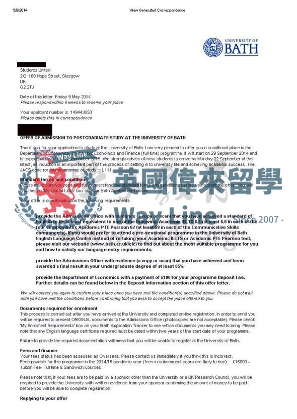 英國巴斯大學經濟與金融碩士