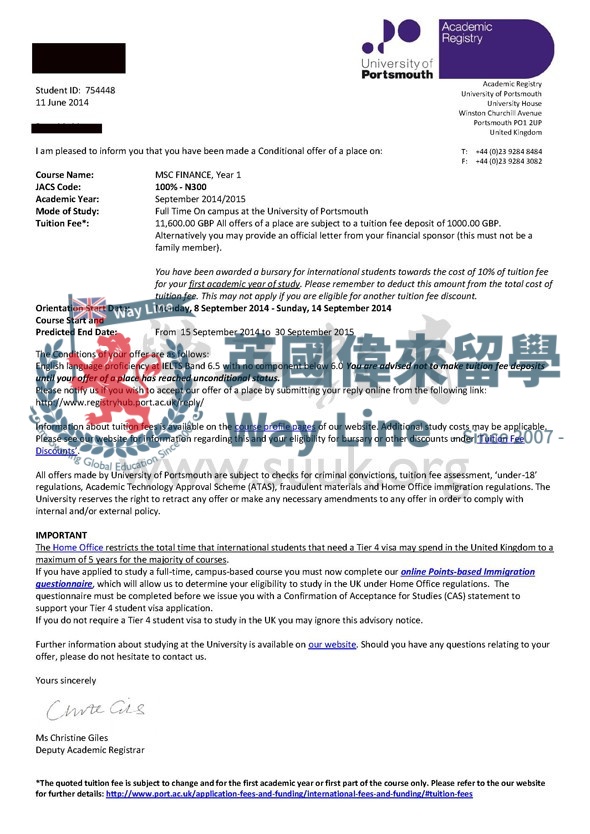 英國朴茨茅斯大學金融碩士