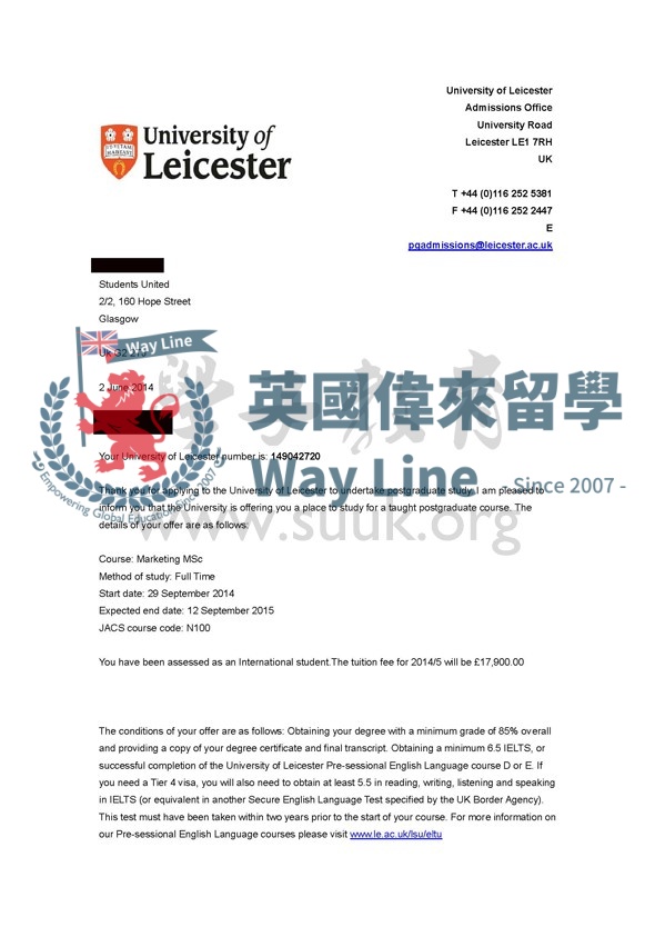 英國萊斯特大學市場碩士