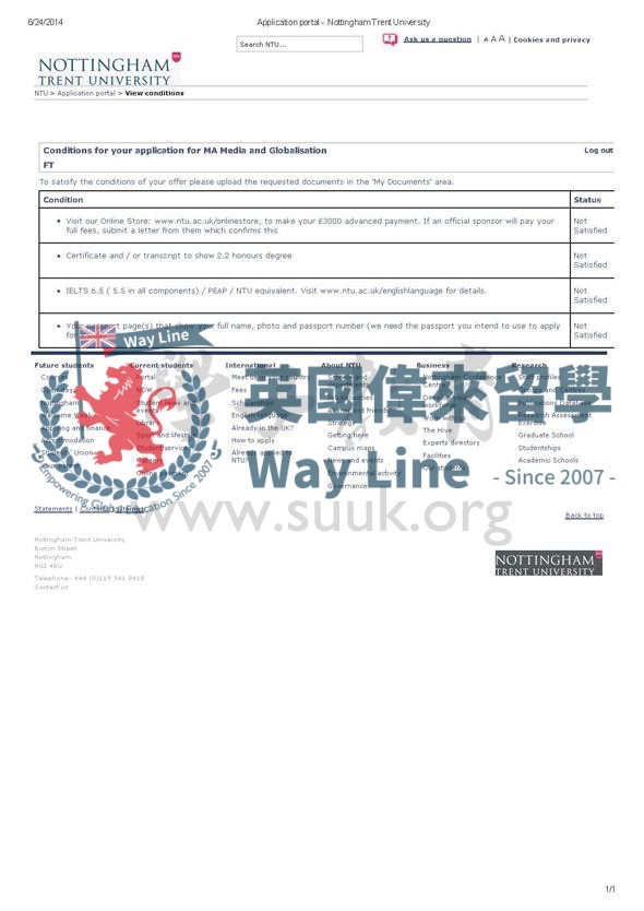 英國諾丁漢特倫特大學媒體與全球化碩士