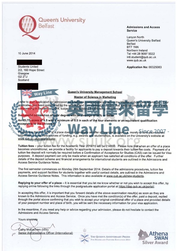 英國貝爾法斯特女王大學市場碩士