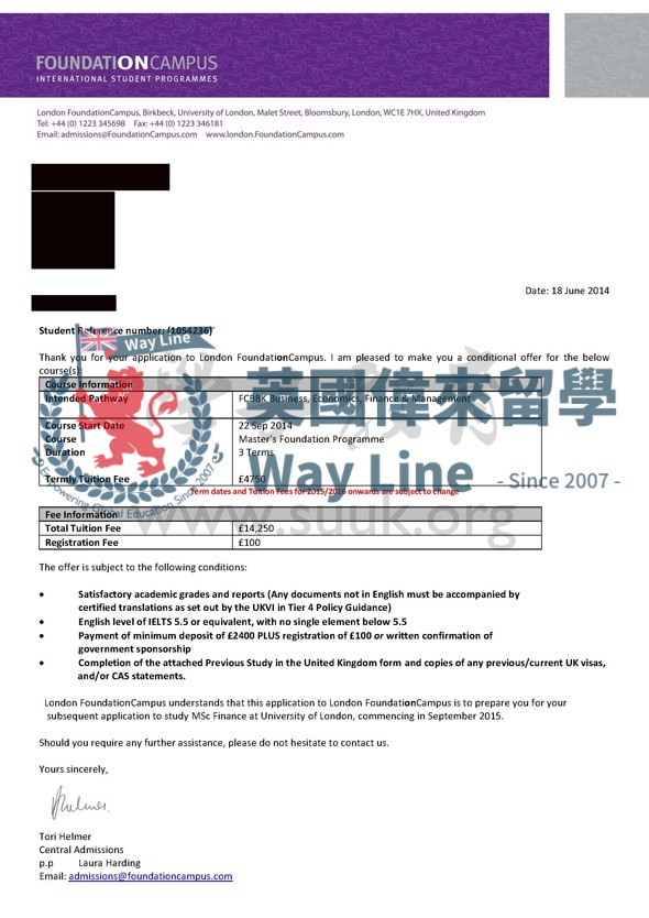 英國倫敦大學皇家霍洛威金融碩士預科+碩士