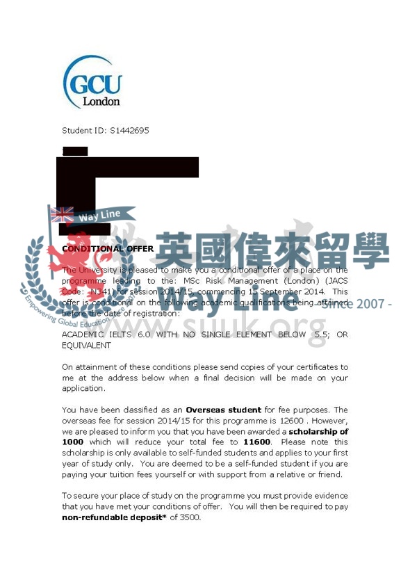 英國格拉斯哥卡里多尼亞大學風險管理碩士