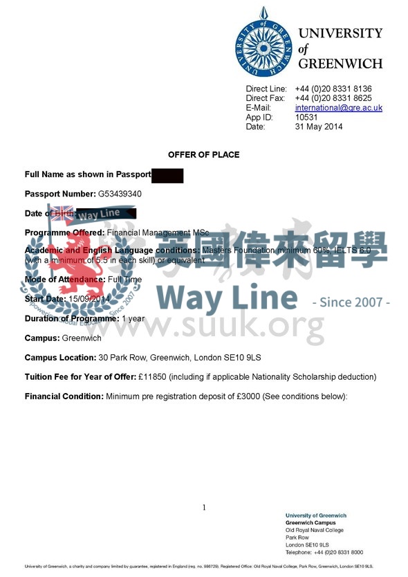 英國格林威治大學金融管理碩士
