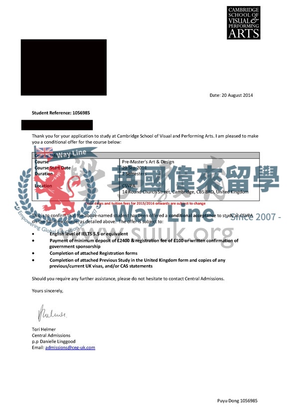 劍橋學院課程藝術與設計碩士預科