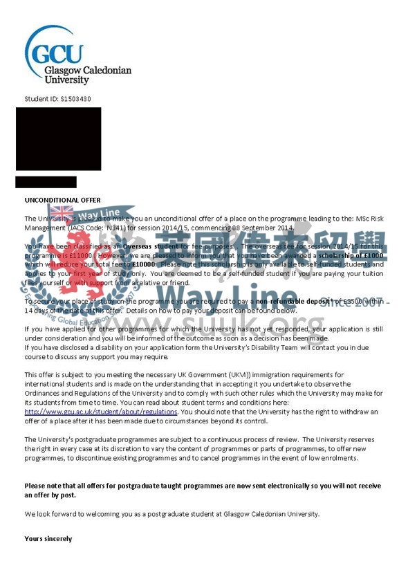 英國格拉斯哥卡里多尼亞大學風險管理碩士