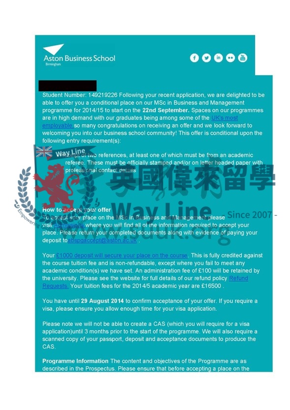 英國阿斯頓商學院工業企業管理碩士