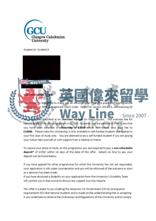 英國格拉斯哥卡里多尼亞大學管理學碩士