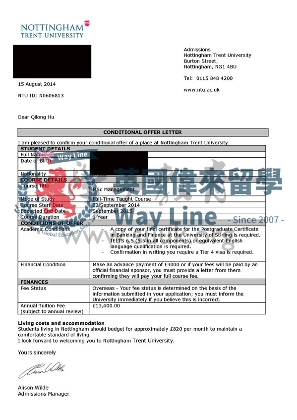 英國諾丁漢特倫特大學管理學碩士