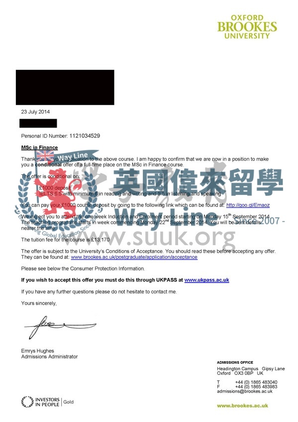 英國牛津布魯克斯大學會計碩士