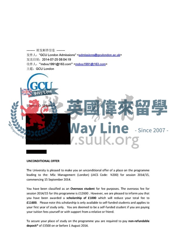 英國格拉斯哥卡里多尼亞大學倫敦校區管理學碩士