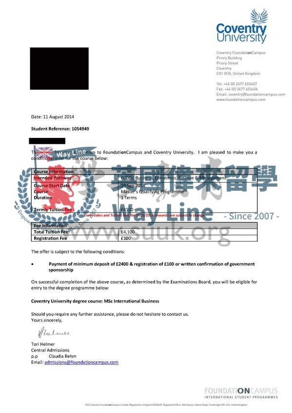 英國考文垂大學國際商務經濟學碩士