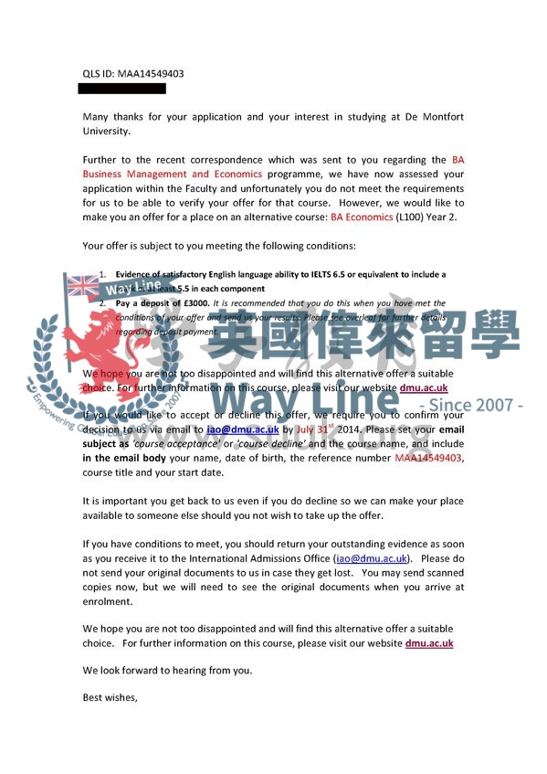 英國德蒙特福特大學榮譽經濟學