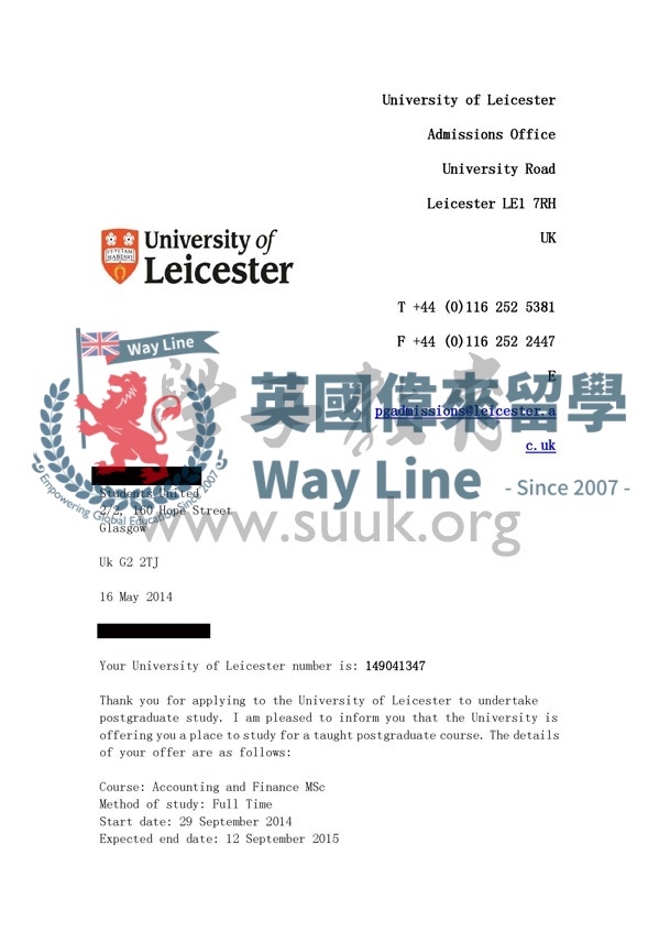 英國萊斯特大學會計與金融碩士
