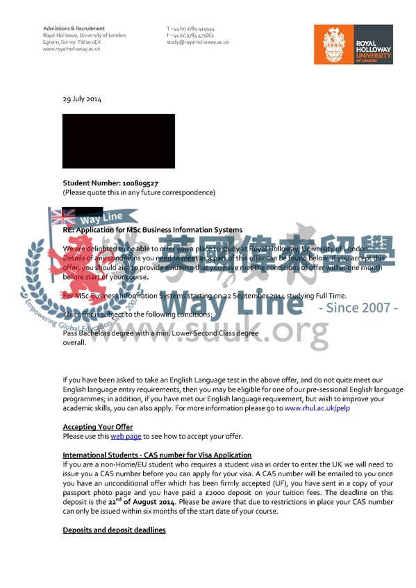 英國皇家霍洛威大學商業信息系統碩士