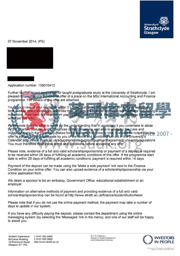 英國斯特拉斯克萊德大學國際會計與金融碩士